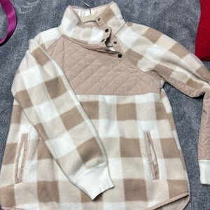 Abercrombie asymmetrical snap up - beige size medium